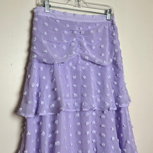 Endless Rose Tiered Ruffle Swiss Dot Maxi Length Lilac Purple Skirt - Picture 3 of 8